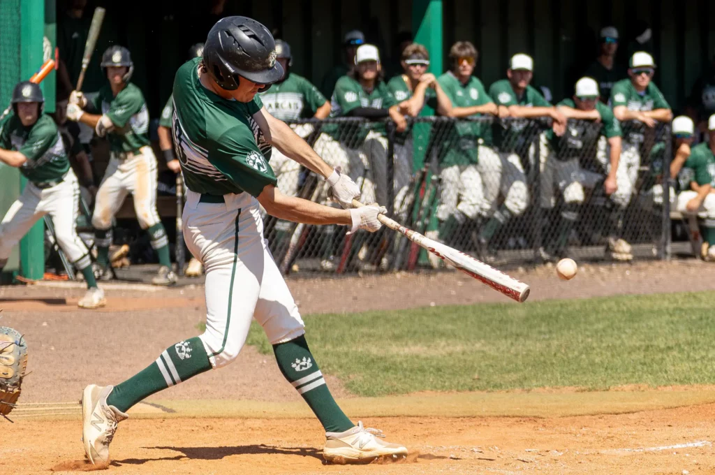 Bearcat baseball utility Ryan Williams hits the ball.